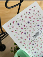 Floral Nail Decals — Pink Purple Wildflowers Gold Foil No Cut | NCg - 045 - UASLIDER