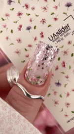 Floral Nail Decals — Pink Purple Wildflowers Gold Foil No Cut | NCg - 045 - UASLIDER