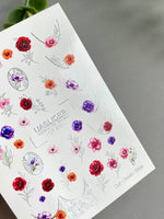 Floral Nail Decals — Poppies, Anemones & Silver Foil Botanicals | CF - 850 - UASLIDER
