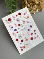 Floral Nail Decals — Poppies, Anemones & Silver Foil Botanicals | CF - 850 - UASLIDER