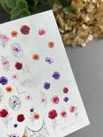 Floral Nail Decals — Poppies, Anemones & Silver Foil Botanicals | CF - 850 - UASLIDER