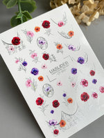 Floral Nail Decals — Poppies, Anemones & Silver Foil Botanicals | CF - 850 - UASLIDER