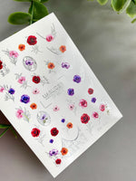 Floral Nail Decals — Poppies, Anemones & Silver Foil Botanicals | CF - 850 - UASLIDER