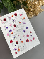 Floral Nail Decals — Poppies, Anemones & Silver Foil Botanicals | CF - 850 - UASLIDER