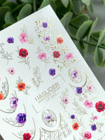 Floral Nail Decals — Poppies, Gold Foil Moons & Botanicals | CF - 853 - UASLIDER