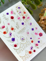 Floral Nail Decals — Poppies, Gold Foil Moons & Botanicals | CF - 853 - UASLIDER
