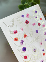 Floral Nail Decals — Poppies, Gold Foil Moons & Botanicals | CF - 853 - UASLIDER