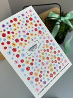 Floral Nail Decals — Rainbow Multicolor Daisy Flowers Gold Foil | NCg-044 - UASLIDER