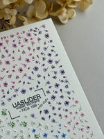 Floral Nail Decals — Scattered Petals, Pink, White & Blue | NCs-169 - UASLIDER