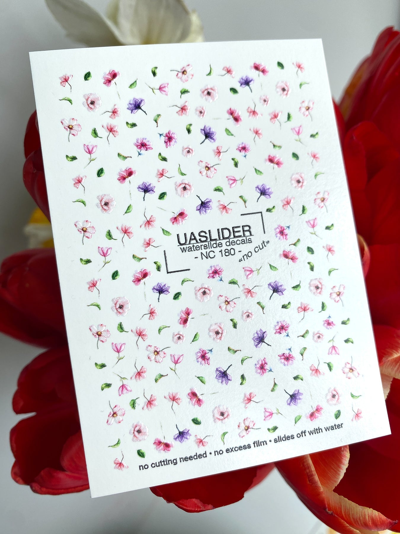 Floral Nail Decals — Scattered Pink & Purple Wildflowers | NC-180 - UASLIDER