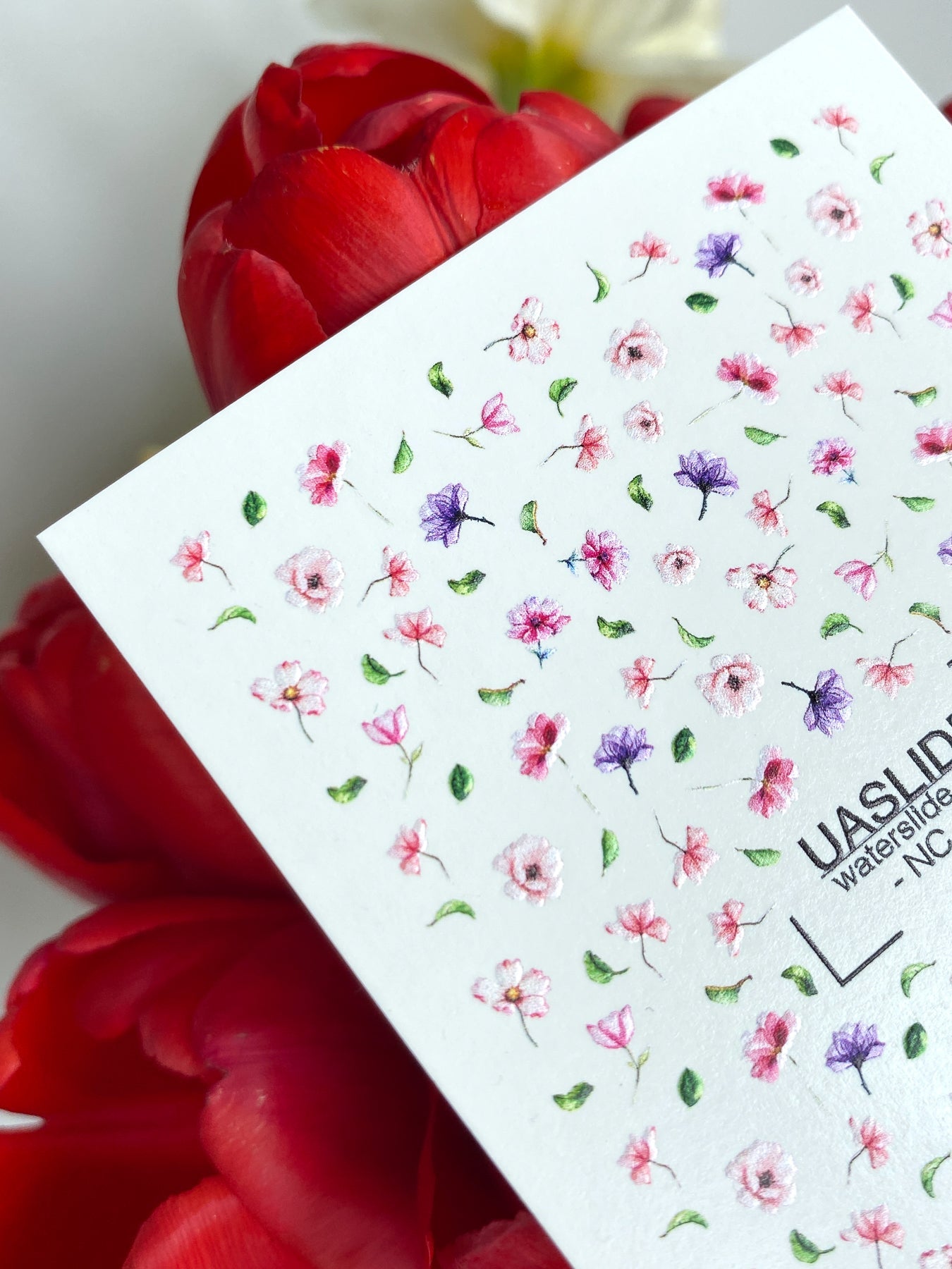 Floral Nail Decals — Scattered Pink & Purple Wildflowers | NC-180 - UASLIDER