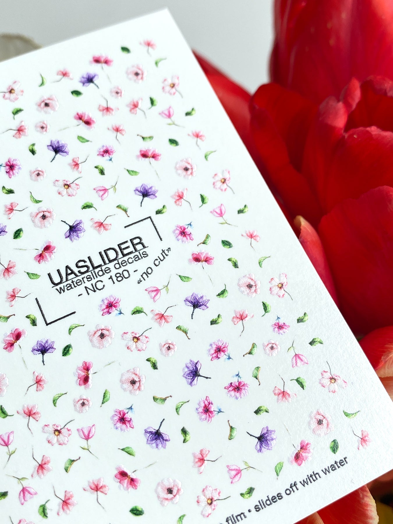 Floral Nail Decals — Scattered Pink & Purple Wildflowers | NC-180 - UASLIDER