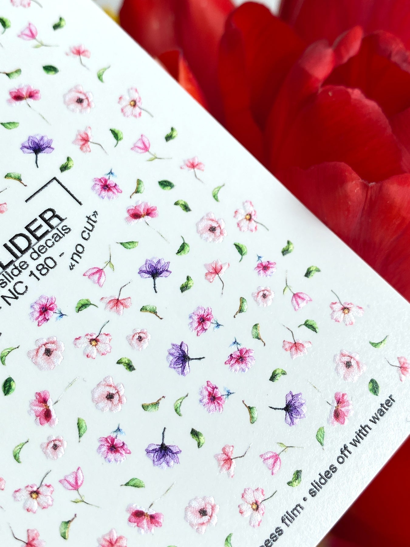 Floral Nail Decals — Scattered Pink & Purple Wildflowers | NC-180 - UASLIDER