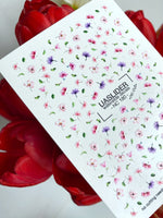 Floral Nail Decals — Scattered Pink & Purple Wildflowers | NC-180 - UASLIDER