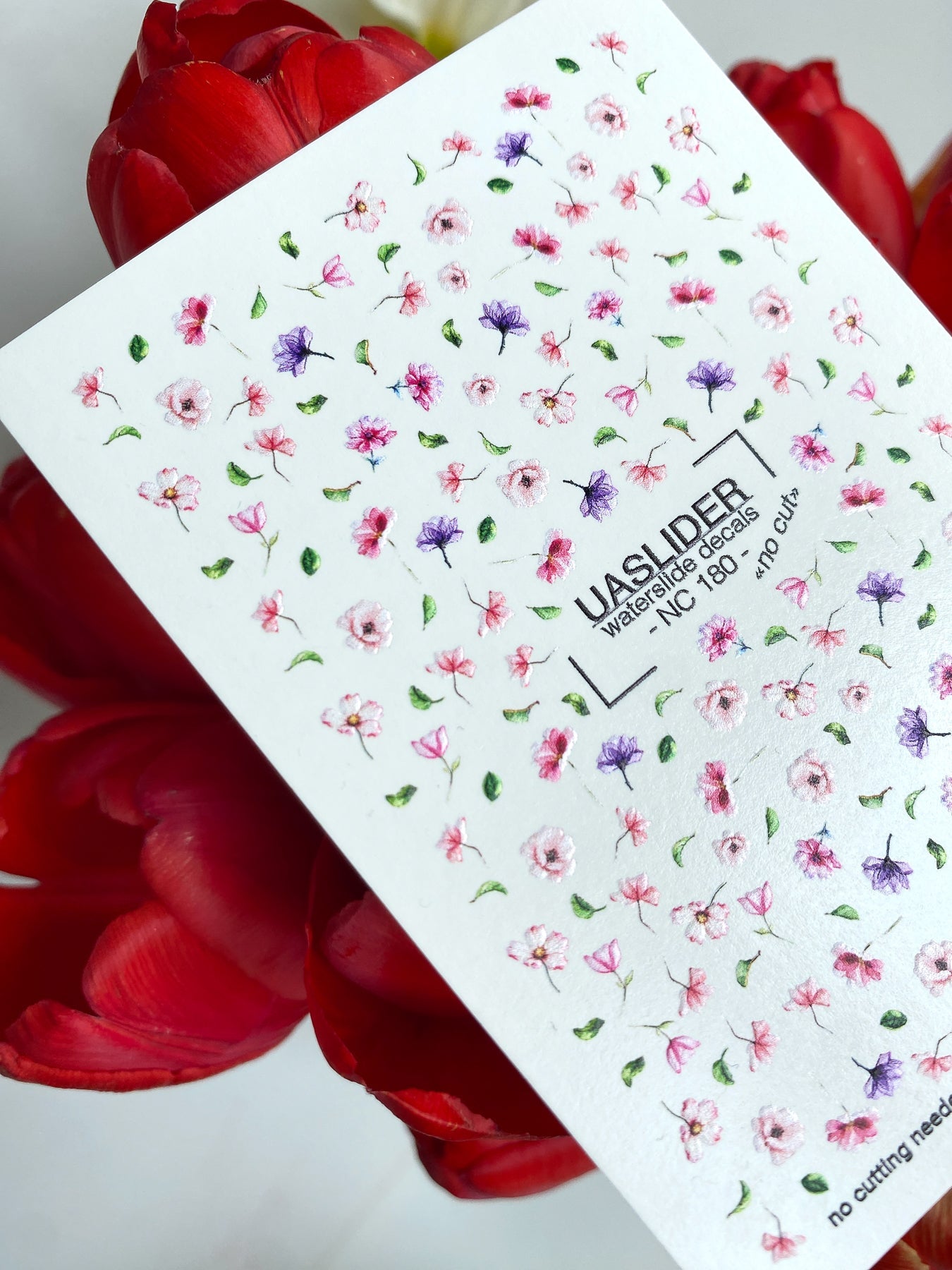 Floral Nail Decals — Scattered Pink & Purple Wildflowers | NC-180 - UASLIDER