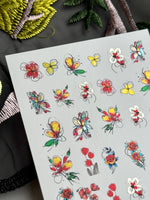 Floral Nail Decals — Sketch Flowers, Tulips & Butterflies | MC-053 - UASLIDER