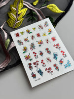 Floral Nail Decals — Sketch Flowers, Tulips & Butterflies | MC-053 - UASLIDER