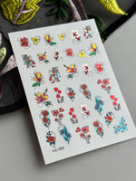 Floral Nail Decals — Sketch Flowers, Tulips & Butterflies | MC-053 - UASLIDER