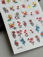 Floral Nail Decals — Sketch Flowers, Tulips & Butterflies | MC-053 - UASLIDER