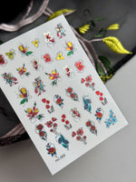 Floral Nail Decals — Sketch Flowers, Tulips & Butterflies | MC-053 - UASLIDER