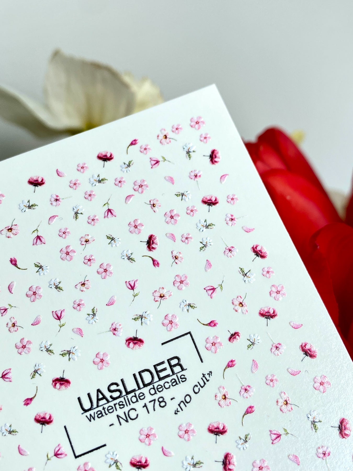 Floral Nail Decals — Tiny Scattered Pink & White Flowers | NC-178 - UASLIDER