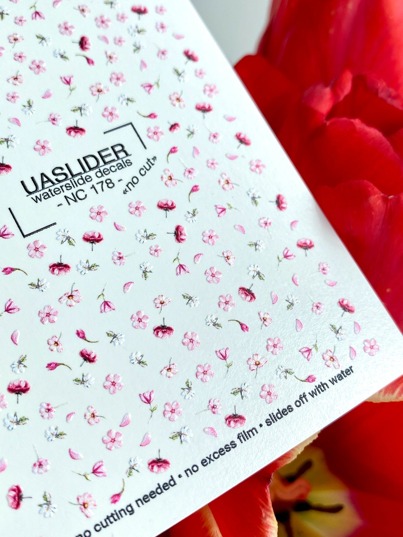 Floral Nail Decals — Tiny Scattered Pink & White Flowers | NC-178 - UASLIDER