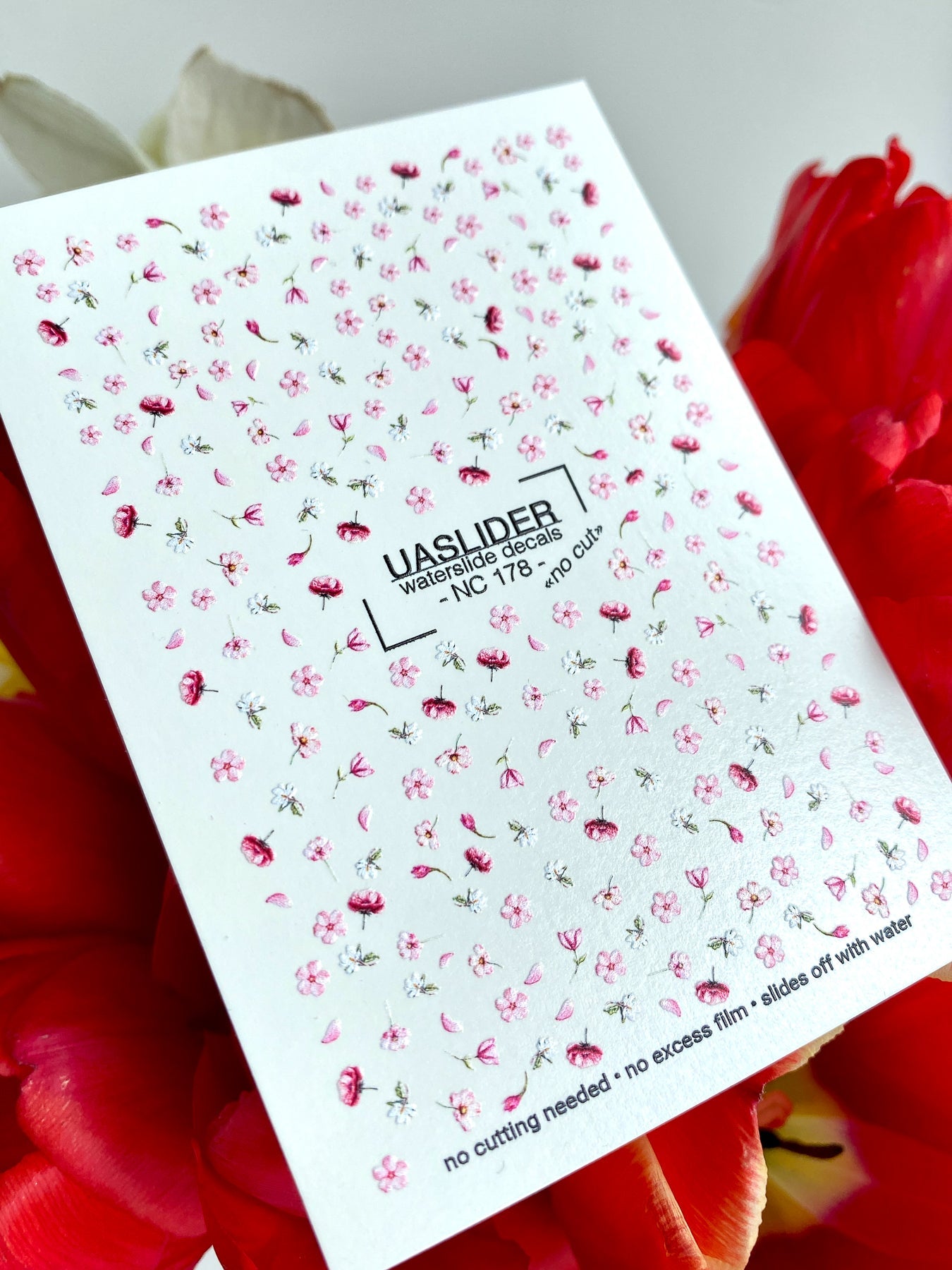 Floral Nail Decals — Tiny Scattered Pink & White Flowers | NC-178 - UASLIDER