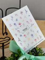 Floral Nail Decals — Watercolor Purple & Blue Flowers Gold Foil | NCg-033 - UASLIDER