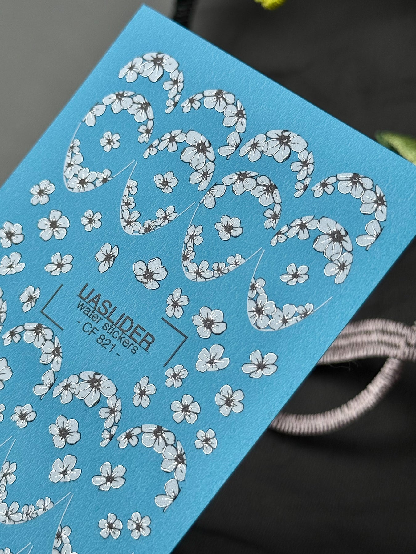 Floral Nail Decals — White Cherry Blossom Swirls & Hearts | CF - 821 - UASLIDER