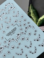 Floral Nail Decals — White Cherry Blossom Swirls & Hearts | CF - 821 - UASLIDER