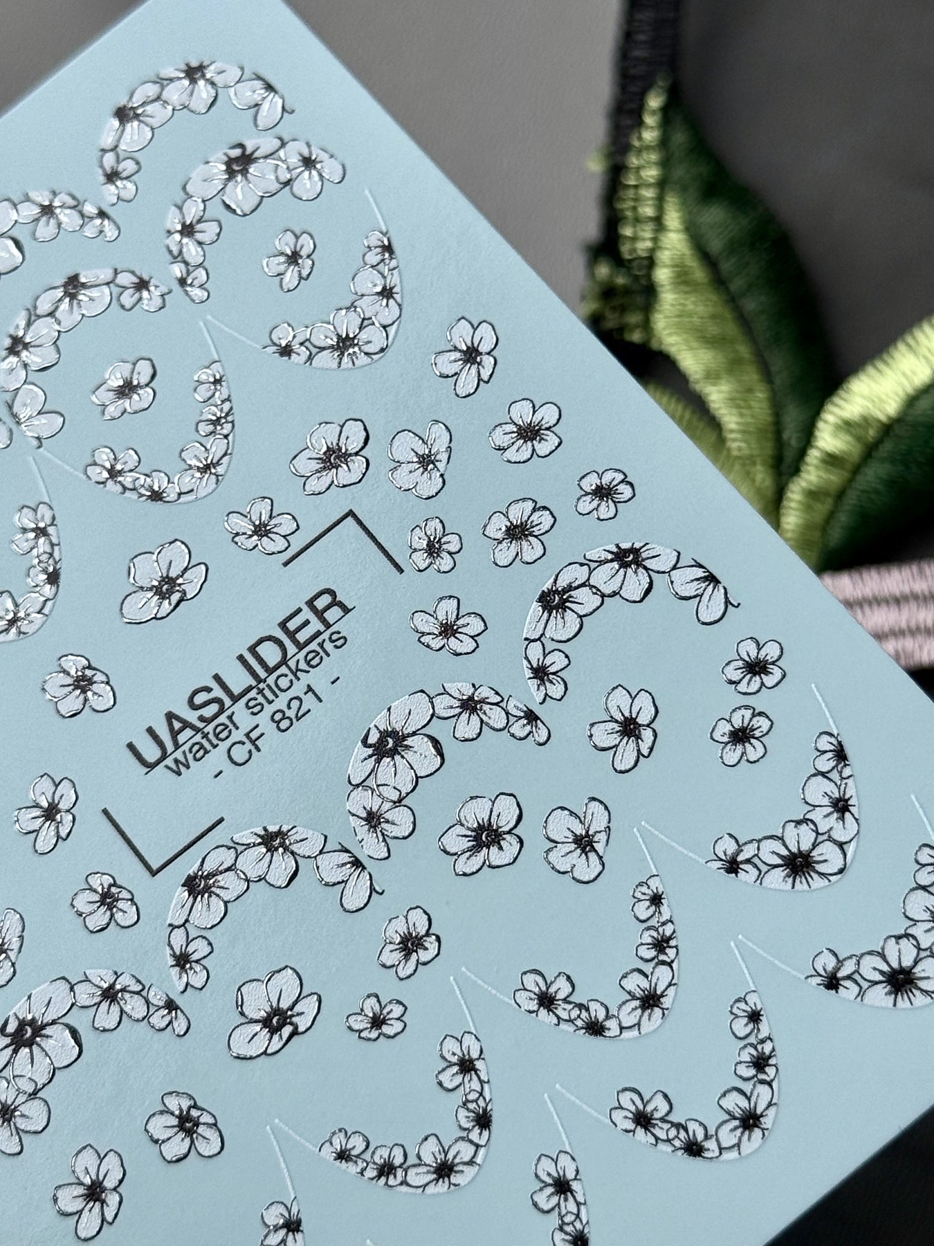 Floral Nail Decals — White Cherry Blossom Swirls & Hearts | CF - 821 - UASLIDER