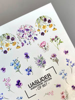 Floral Nail Decals — Wildflower Mix with Pansies & Gold Foil | CF - 857 - UASLIDER