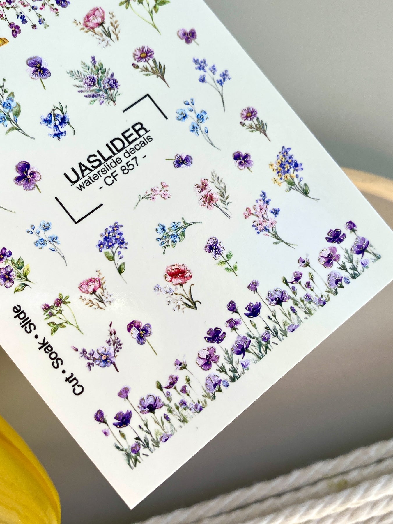 Floral Nail Decals — Wildflower Mix with Pansies & Gold Foil | CF - 857 - UASLIDER