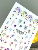 Floral Nail Decals — Wildflower Mix with Pansies & Gold Foil | CF - 857 - UASLIDER