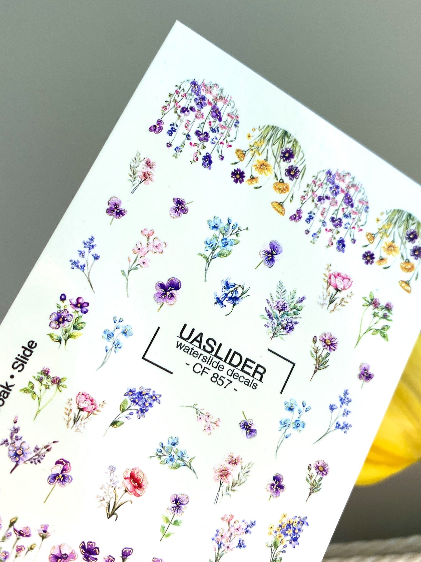 Floral Nail Decals — Wildflower Mix with Pansies & Gold Foil | CF - 857 - UASLIDER