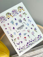 Floral Nail Decals — Wildflower Mix with Pansies & Gold Foil | CF - 857 - UASLIDER