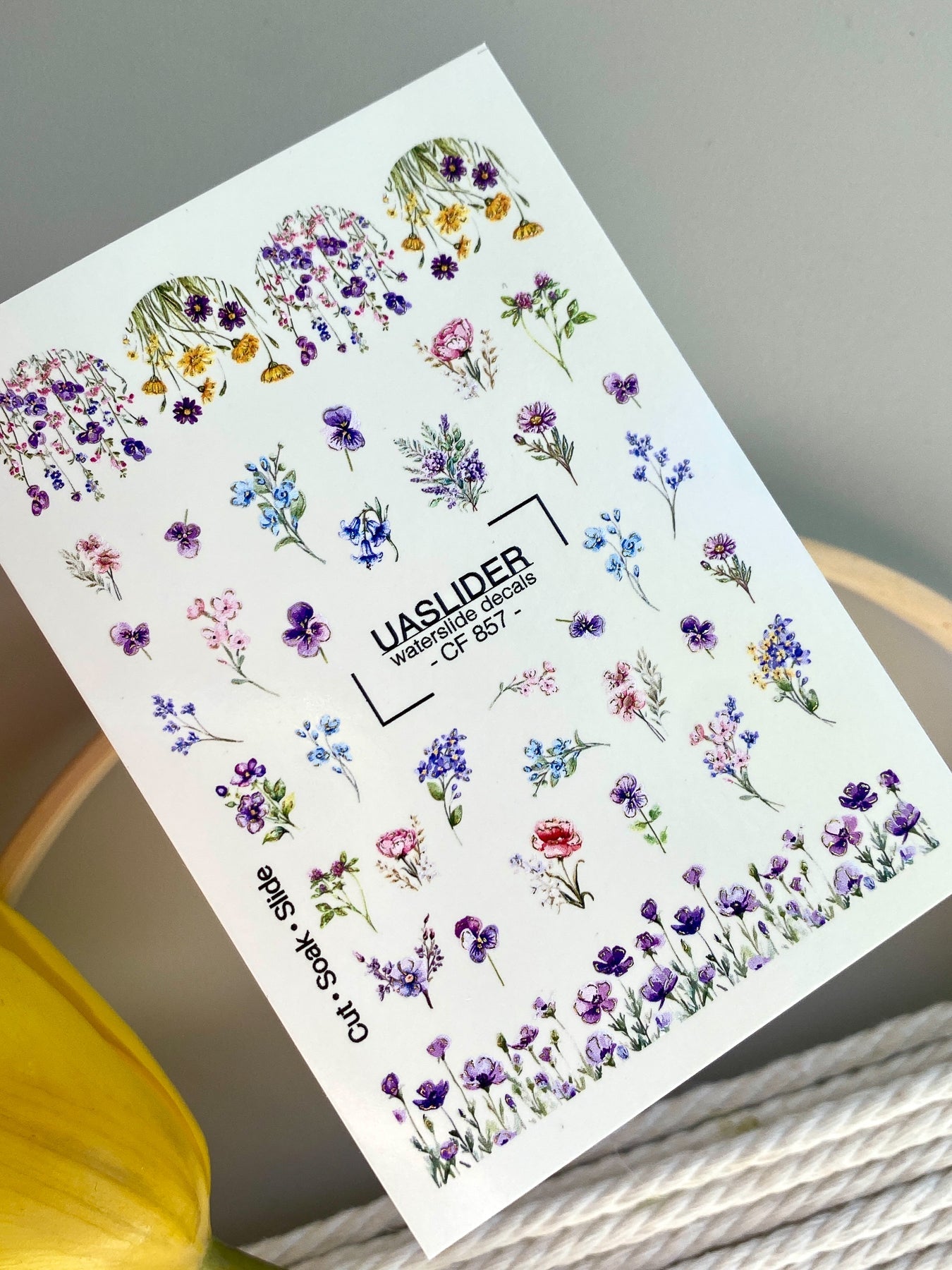 Floral Nail Decals — Wildflower Mix with Pansies & Gold Foil | CF - 857 - UASLIDER