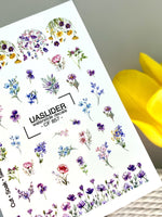 Floral Nail Decals — Wildflower Mix with Pansies & Gold Foil | CF - 857 - UASLIDER