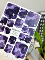 Floral Pedicure Nail Wraps — Deep Purple Blooms & Gems | MWC-038 - UASLIDER