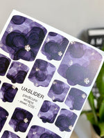 Floral Pedicure Nail Wraps — Deep Purple Blooms & Gems | MWC-038 - UASLIDER