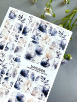Floral Pedicure Nail Wraps — Dusty Blue & Beige Flowers | PW-035 - UASLIDER