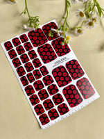 Floral Pedicure Nail Wraps — Red Sakura Blossoms on Black | PW-021 - UASLIDER
