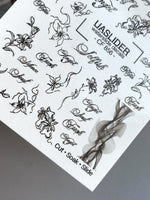 Floral Script Nail Decals — Gold Foil Lily Line Art & Words | CF - 856 - UASLIDER