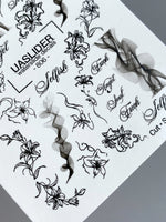 Floral Script Nail Decals — Gold Foil Lily Line Art & Words | CF - 856 - UASLIDER