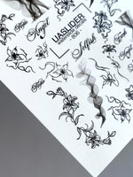 Floral Script Nail Decals — Gold Foil Lily Line Art & Words | CF - 856 - UASLIDER