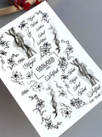 Floral Script Nail Decals — Gold Foil Lily Line Art & Words | CF - 856 - UASLIDER