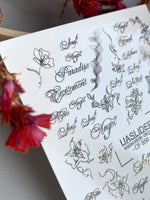 Floral Script Nail Decals — Gold Foil Lily Line Art & Words | CF - 856 - UASLIDER