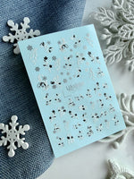 Floral Swirl & Snowflake Nail Decals — Silver Foil Winter | CF - 790 - UASLIDER
