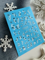 Floral Swirl & Snowflake Nail Decals — Silver Foil Winter | CF - 790 - UASLIDER