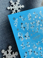 Floral Swirl & Snowflake Nail Decals — Silver Foil Winter | CF - 790 - UASLIDER